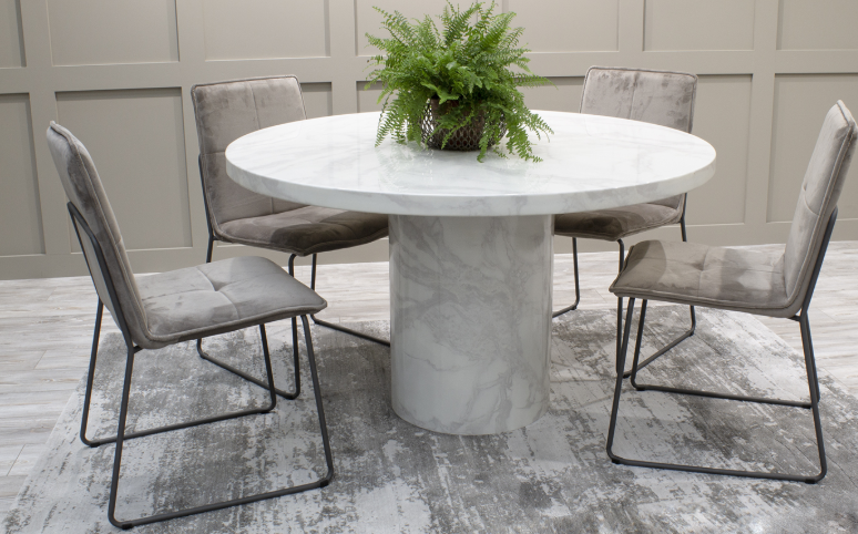 Bone White Round Kingsbury Furniture, Marble Dining Table And Chairs Ireland